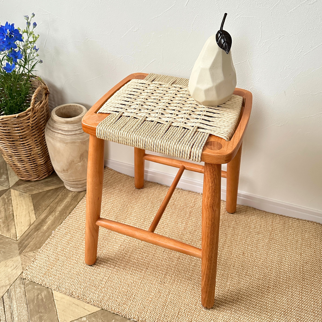 古家具アンティーク ナチュラル天然素材 籐ラタン製 丸椅子 ラウンド